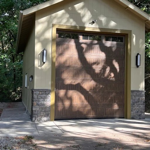 Custom detached garage with carriage doors
